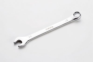 Ключ рожково-накидной полированный CrV 17мм СИЛА 201067 фото