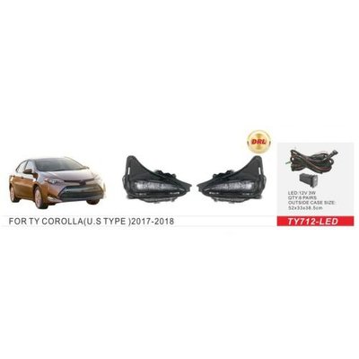 Фари дод. модель Toyota Corolla 2017-19/U.S Type/TY-712L/DRL-12V3W/eл.проводка (TY-712-LED/DRL) TY-712-LED/DRL фото
