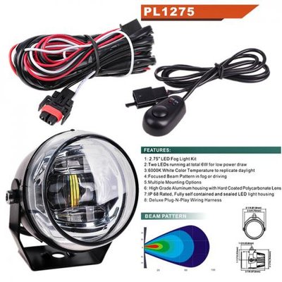 Фара додаткова PL-1275 LED-ZES/12V-9W-900LM/D=70мм/ел.проводка (PL-1275-LED) PL-1275-LED фото
