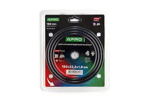 Диск алмазний по металу 180х1.8х22.2мм APRO PRO 830077 фото товару
