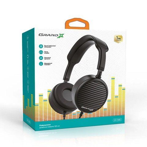 Навушники закриті з мікрофоном Grand-X EH-86B Black EH-86B фото товару