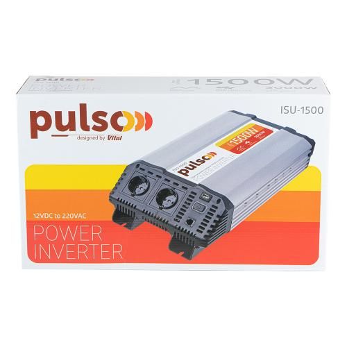 Перетворювач напруги PULSO/ISU-1500/12V-220V/1500W/USB-5VDC2.0A/син.хвиля/клеми (ISU-1500) ISU-1500 фото