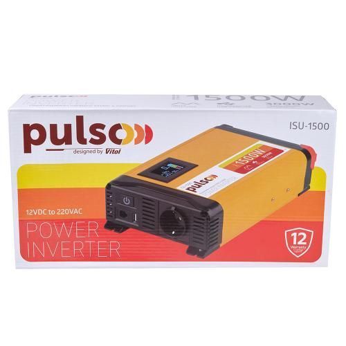 Преобраз. напряжения PULSO/ISU-1500/12V-220V/1500W/USB-5VDC2.0A/син.волна/клеммы (ISU-1500) ISU-1500 фото товара