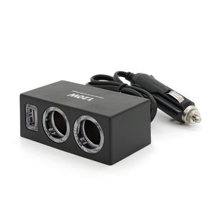 АЗУ розгалужувач Olesson 1522, 12V-2*12V+USB, Black, Blister Ol-1522 фото