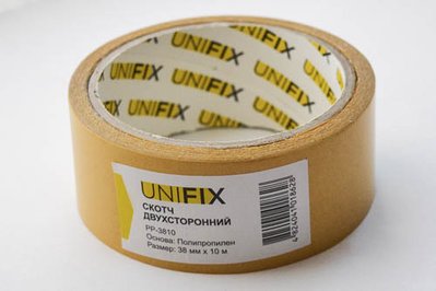 Стрічка клейка двостороння на поліпропіленовій основі 38мм*10м UNIFIX PP-3810 фото