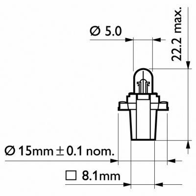 Лампа розжарювання BAX8,3/1,35 Black 12V 1.2W (вир-во Philips) 12597CP фото