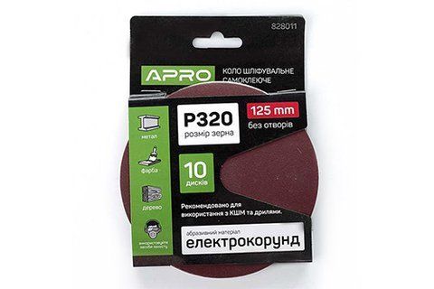 Круг шлифовальный без отверстий (на липучке) &Oslash;125мм P320 (10шт) APRO 828011 фото товара