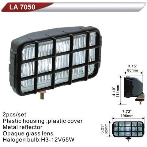 Фара дополнительная DLAA 7050-W/H3-12V-55W/196*82mm/решетка (LA 7050-W) LA 7050-W фото товара
