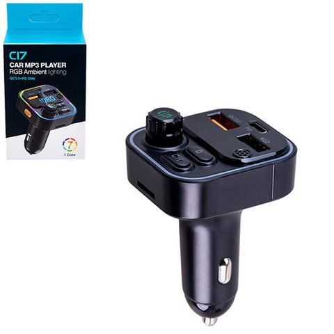 Модулятор FM 5в1 C17 12-24v 2USB 5V-3.1A Type C 5V-3.1A TF card BT5.0 RGB-ambient light (С17) С17 фото товара