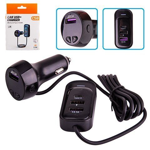Модулятор FM 5в1 CS8 12-24v 2USB 5V-3.1A Type C 5V-3.1A 3in1 CS8 фото товара