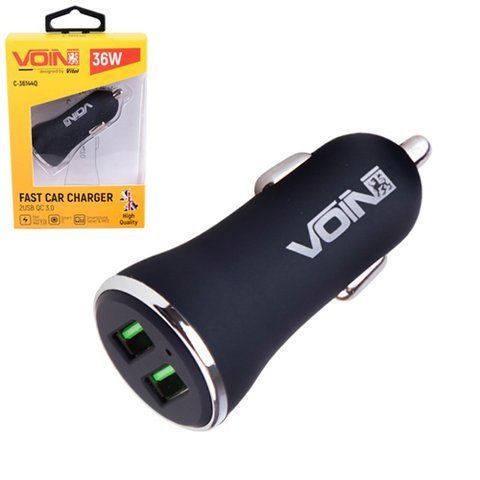 Автомобильное зарядное устройство VOIN, 2USB QC3.0 36W 12/24V (3.6-6.5V*3A,6.5-9V*2A,9V-12V*1.5A) (C C-36144Q фото товара