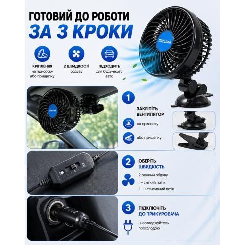 Вентилятор HX-T701E 4.5" 12V 4W плавне регулюв-я швидкості (HX-T701E) HX-T701E фото товару