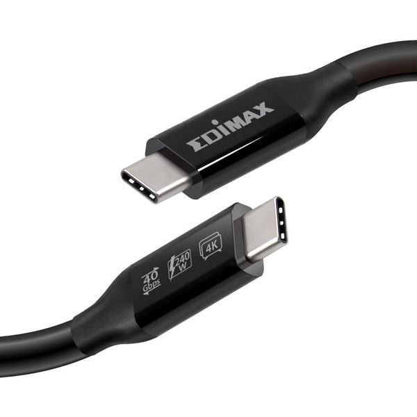 Кабель Edimax UC4 V2 USB Type-C - USB Type-C (M/M), Thunderbolt 3, 240 W, 20 V, 5 A Max, 1 м, Black (UC4-010TB) UC4-010TB V2 фото