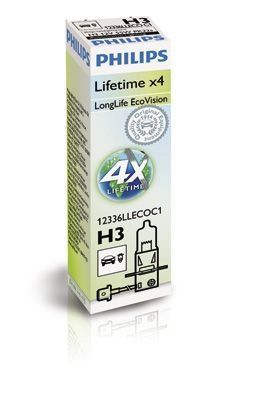 Автолампа галогенова H3 12V 55W PK22S / LONGERLIFE ECOVISION - В 4РАЗИ ЗБІЛЬШЕНО СТРОК СЛУЖБИ 12336LLECOC1 фото товара