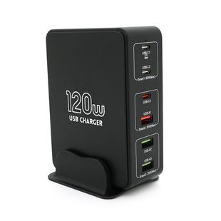 Зарядна станція V-818H потужністю 120W, Output: 3USB+3Type-C, DC: 5V/3, 9V/3A, 12V/3A, 20V/3.25A, Black V-818HB фото