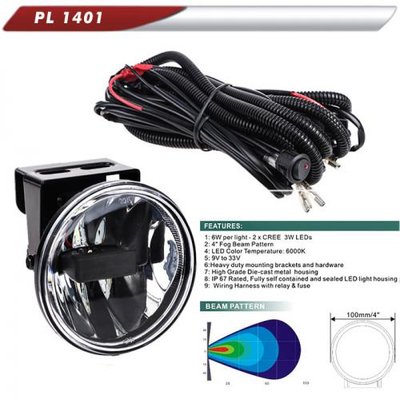 Фара додаткова PL-1401 LED-CREE/10-32V/2*6W/2*400LM/6000К/D=100мм/ел.проводка (PL-1401-LED) PL-1401-LED фото