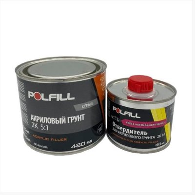 Polfill Грунт акриловый Polfill 5:1 Eco 0.48l серый+зат.0,08l (43198/43368+21130) 43198/43368+21130 фото