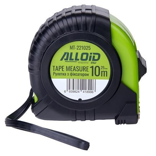 Alloid Base. Рулетка з фіксатором 10&nbsp;м/25&nbsp;мм, MT-221025 MT-221025 фото товару