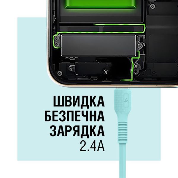 Кабель ACCLAB AL-CBCOLOR-L1MT USB - Lightning (M/M), 1.2 м, Mint (1283126518195) 1283126518195 фото