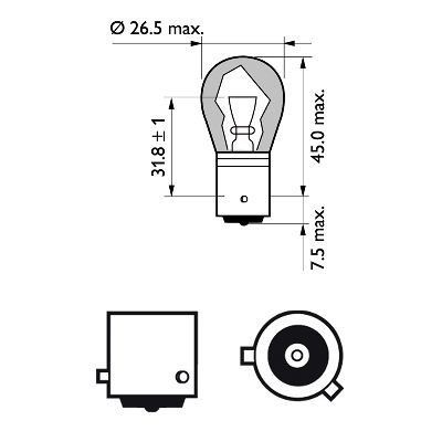Автолампа Philips PY21W 12V 21W BAU15S / SILVERVISION - ХРОМОВАНЕ СКЛО / 2ШТ. 12496SVS2 фото товару