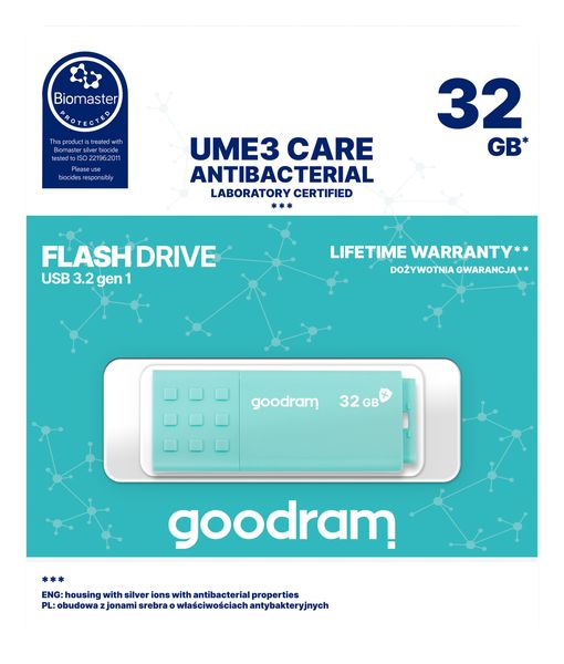 Флеш-накопичувач USB3.0 32GB GOODRAM UME3 Care Green (UME3-0320CRR11) UME3-0320CRR11 фото