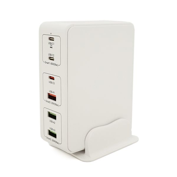 Зарядна станція V-818H потужністю 120W, Output: 3USB+3Type-C, DC: 5V/3, 9V/3A, 12V/3A, 20V/3.25A, White V-818HW фото