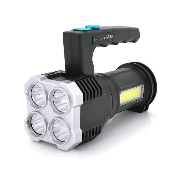 Ліхтар пошуковий Portable Lamp YT-81043, 4LED T6+COB, 5W, 3+1 режим, 1200mah, Black, IP40, USB кабель, 140х70х90мм, BOX YT-81043 фото