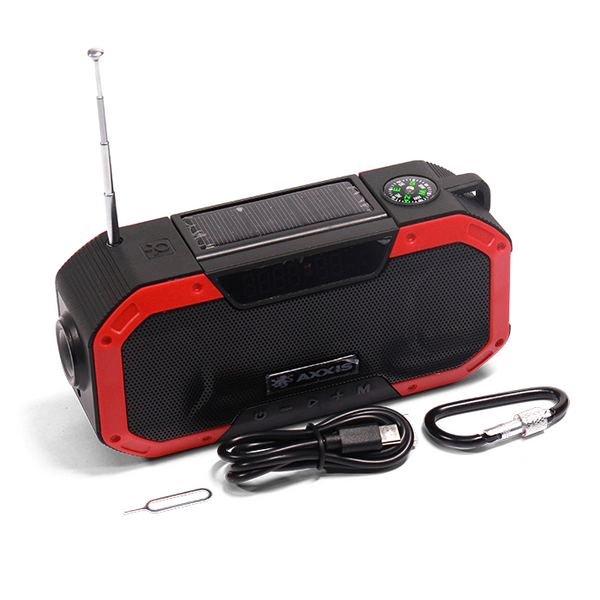 Фонарь-колонка Axxis Bluetooth PowerBank 5000 mA с солнечной батареей Red (ax-944) ax-944 фото товара