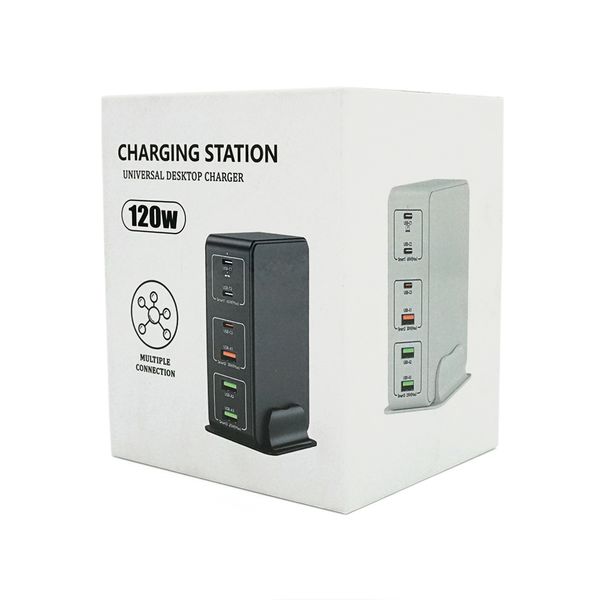 Зарядная станция V-818H мощностью 120W, Output: 3USB+3Type-C, DC: 5V/3, 9V/3A, 12V/3A, 20V/3.25A, White V-818HW фото