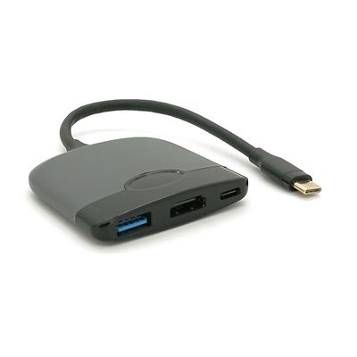 Хаб Type-C(тато) пластиковий, HDMI(мама)+USB3.0(мама)+PD(мама), 23cm, Black YT-HTC3in1 фото