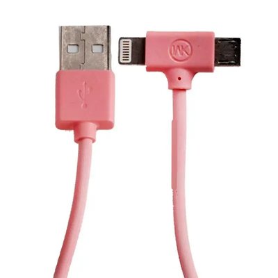 Кабель WK WDC-008 Axe USB - Lightning + micro USB (M/M), 1 м, Pink (6970349287315) 6970349287315 фото