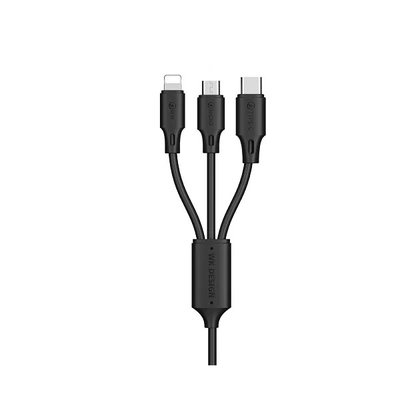 Кабель WK WDC-103th USB - Lightning + micro USB + USB Type-C (M/M), 3 А, 1.15 м, Black (6941027607862) 6941027607862 фото