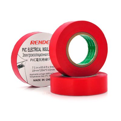 Ізолента RENDER 0,10мм*18мм*20м (червона), temp:-10 +80 ° С, 2000V, розтяж-180%, міцність 20Н / см, Агдезія 0,42 кг / 25мм, 10 шт. в уп. ціна за упак. 0,10мм*18мм*20м фото