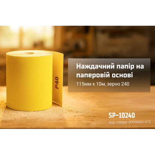 Наждачний папір на паперовій основі, 115мм х 10м, зерно 240, Alloid SP-10240 фото товару