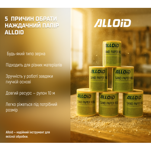 Наждачний папір на паперовій основі, 115мм х 10м, зерно 240, Alloid SP-10240 фото товару