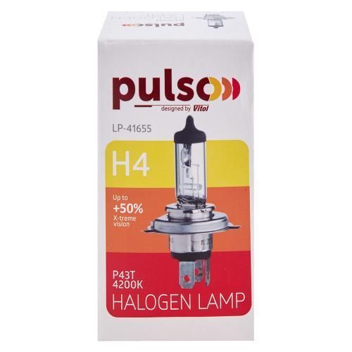 Лампа PULSO/галогенная H4/P43T 12v60/55w+50% X-treme Vision/c/box (LP-41655) LP-41655 фото товара