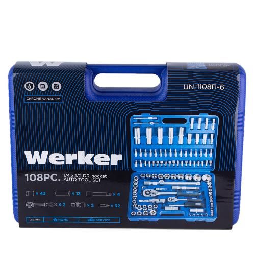 Werker. Универсальный набор инструмента 1/4" & 1/2", 108 предм. (6 гран.) (UN-1108П-6) UN-1108П-6 фото