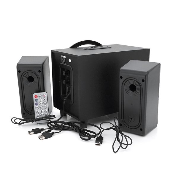 Колонки Kisonli TM-1000U, 8W+2x4W, USB/TF/BT/FM/AUX/LED light, із сабвуфером, DC: 5V, Black, BOX, Q8 TM-1000U фото