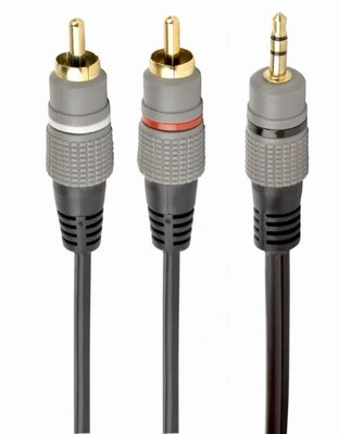 Аудіо-кабель Cablexpert 2хRCA - 3.5 мм (M/M), 2.5 м, чорний (CCA-352-2.5M) CCA-352-2.5M фото