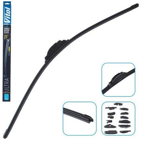 Щетка стеклоочистителя бескаркасная VITOL ULTRA 26" - 650 мм (13 адаптеров) (VU-26650) VU-26650 фото товара
