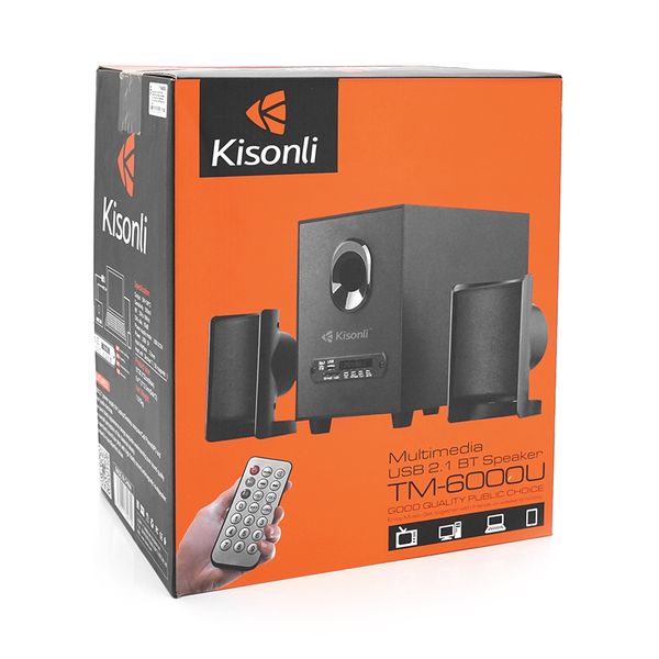 Колонки Kisonli TM-1000U, 5W+2x3W, USB/TF/BT/FM/AUX/LED light, із сабвуфером, DC: 5V, Black, BOX, Q8 TM-6000U фото