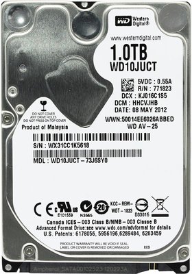Накопичувач HDD 2.5" SATA 1.0TB WD AV-25 16MB 5400rpm (WD10JUCT) Ref WD10JUCT_ фото