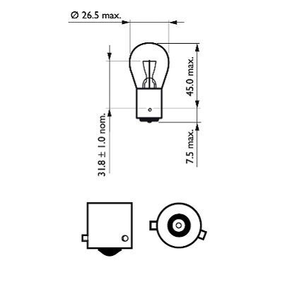 Лампа розжарювання PR21W 12V 21W BAW15s (вир-во Philips) 12088CP фото