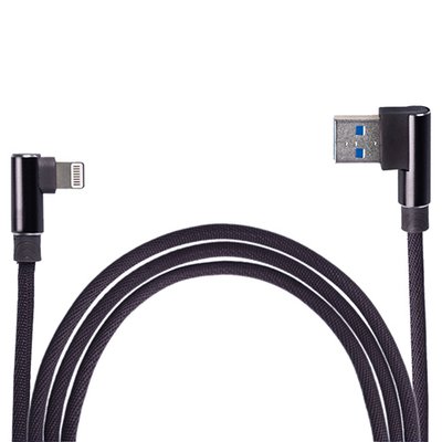 Кабель USB - Apple (Black) 90° ((100) Bk 90°) (100) Bk 90° фото