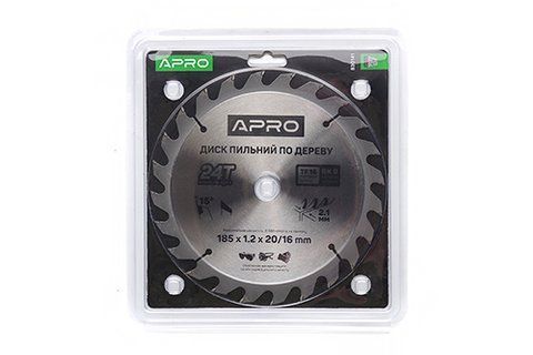 Диск пильний по дереву 185х20(16)х24Т APRO 830141 фото товару