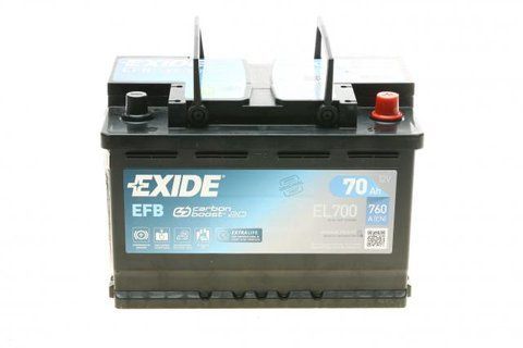 Акумулятор 70Ah-12v Exide EFB (278х175х190), R, EN760 EL700 фото товару