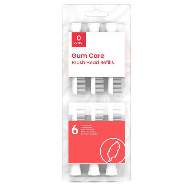 Насадки для зубної електрощітки Oclean P1S12 W06 Gum Care Brush Head White (6 шт) (6970810552263) 6970810552263 фото