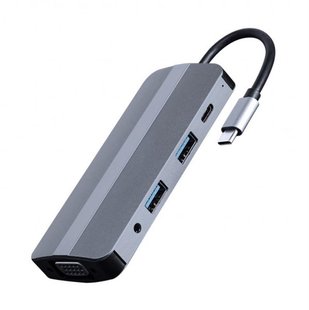 Док-станція Cablexpert USB-C 8-в-1 (A-CM-COMBO8-02) USB 3.0/HDMI//VGA/PD/картридер/стерео-аудіо A-CM-COMBO8-02 фото