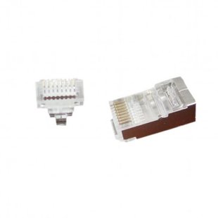 Конектор RJ 45 Cablexpert (LC-PTF-01/10) екранований, із позолоченими контактами, з наскрізними отворами (10 шт/уп) LC-PTF-01/10 фото