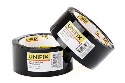 Стрічка клейка пакувальна чорна 45мм 200 SKB-5400266 UNIFIX SKB-5400266 фото товару